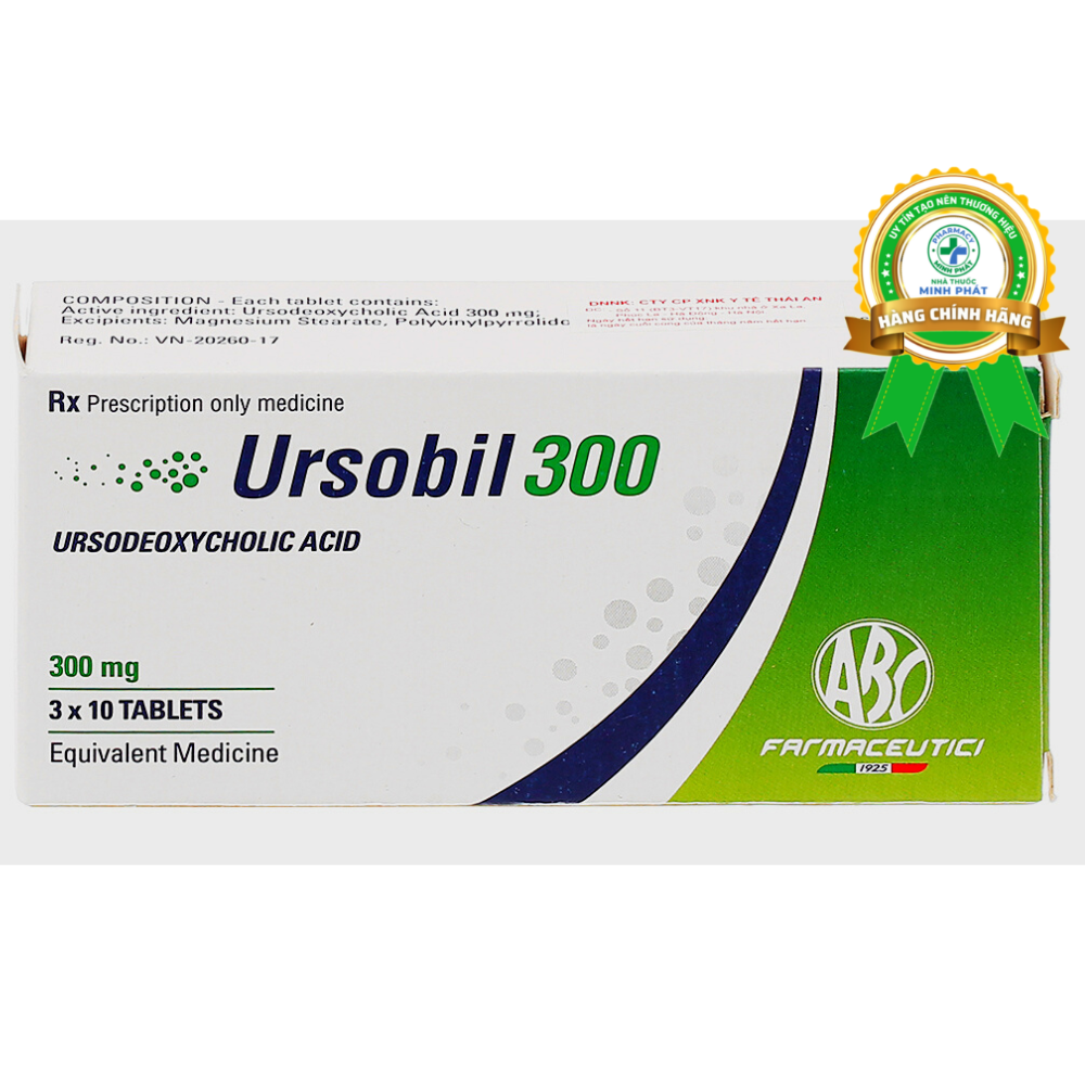 Ursobil 300 hỗ trợ trị bệnh lý về gan mật (3 vỉ x 10 viên)
